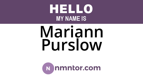 Mariann Purslow
