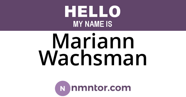 Mariann Wachsman