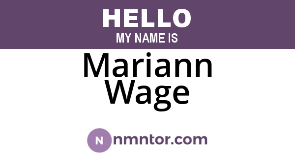 Mariann Wage
