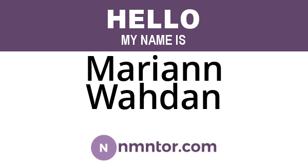 Mariann Wahdan