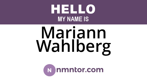 Mariann Wahlberg