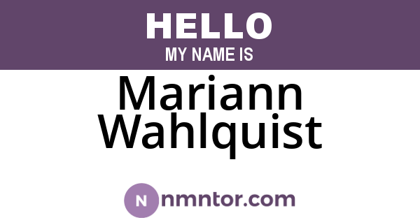 Mariann Wahlquist
