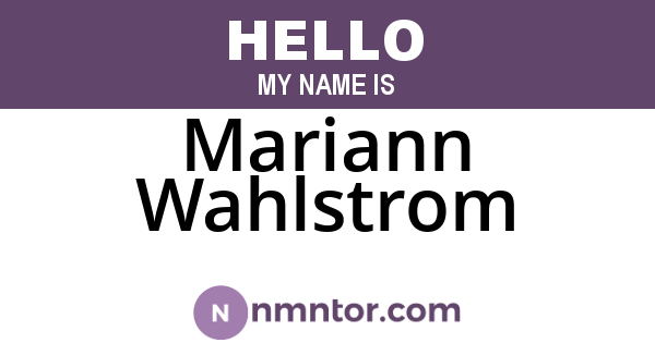 Mariann Wahlstrom