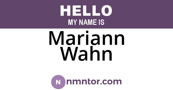 Mariann Wahn