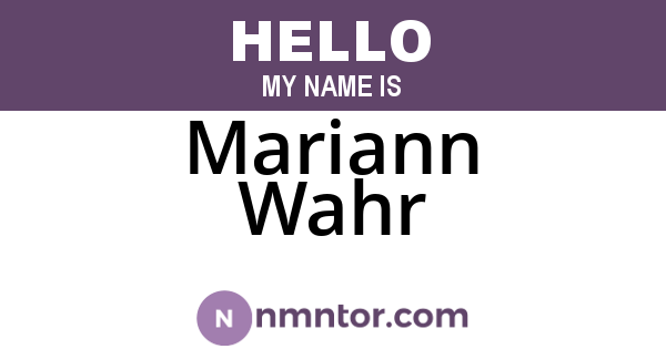 Mariann Wahr