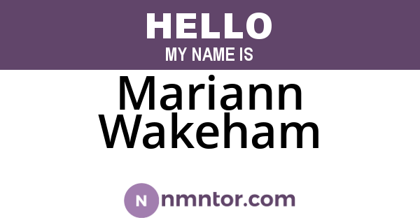 Mariann Wakeham