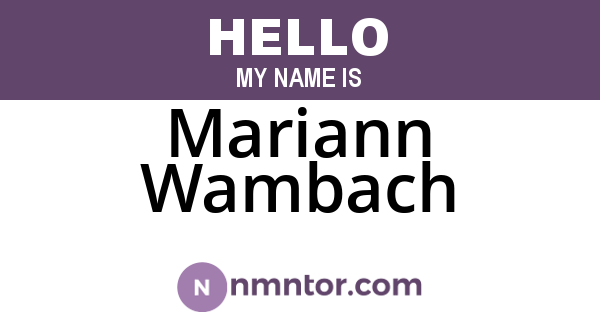 Mariann Wambach