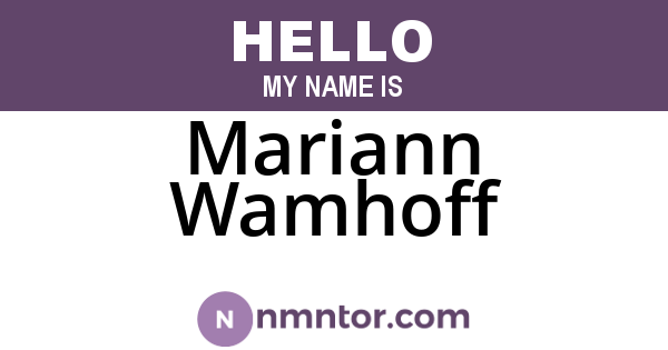 Mariann Wamhoff