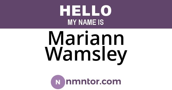 Mariann Wamsley
