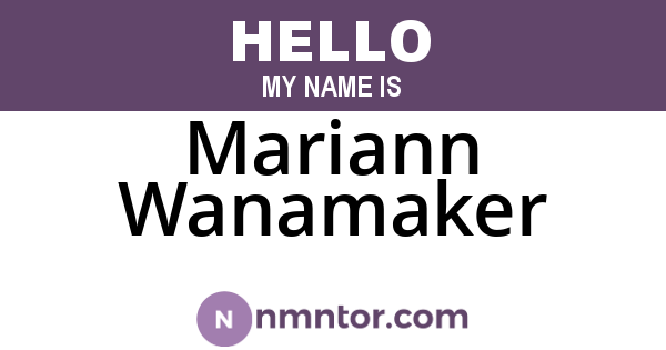 Mariann Wanamaker