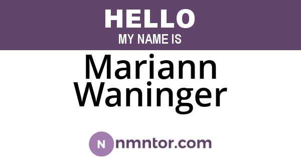 Mariann Waninger