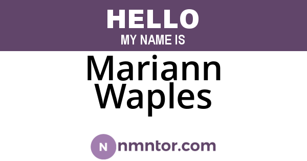 Mariann Waples