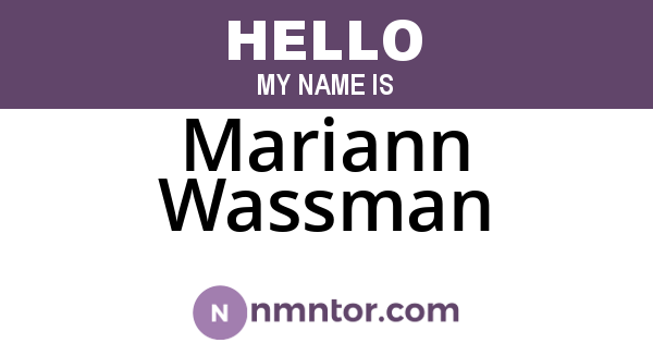 Mariann Wassman