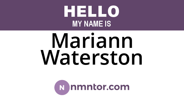 Mariann Waterston