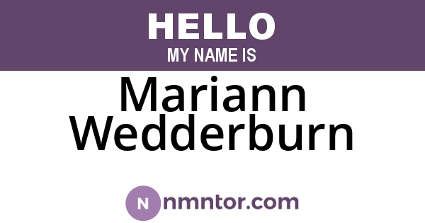 Mariann Wedderburn