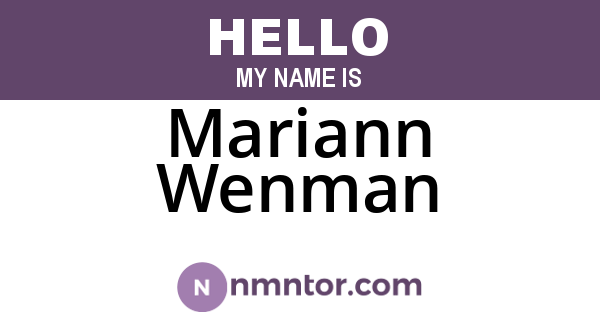 Mariann Wenman