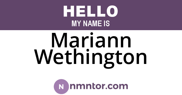 Mariann Wethington