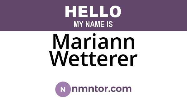 Mariann Wetterer