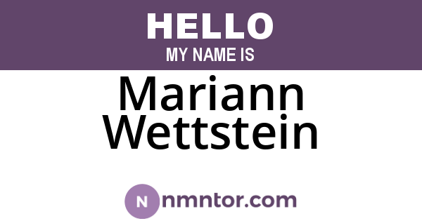 Mariann Wettstein
