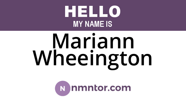 Mariann Wheeington