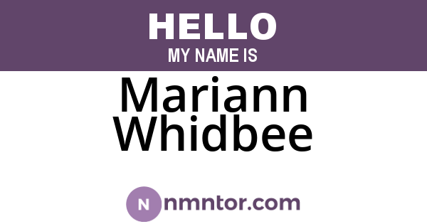 Mariann Whidbee