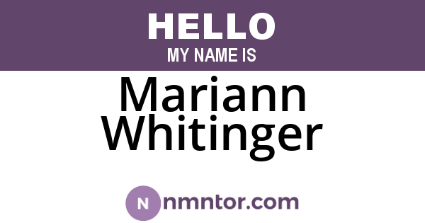 Mariann Whitinger