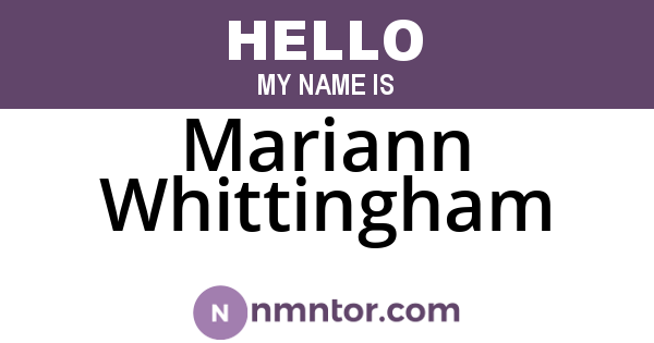 Mariann Whittingham