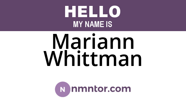 Mariann Whittman