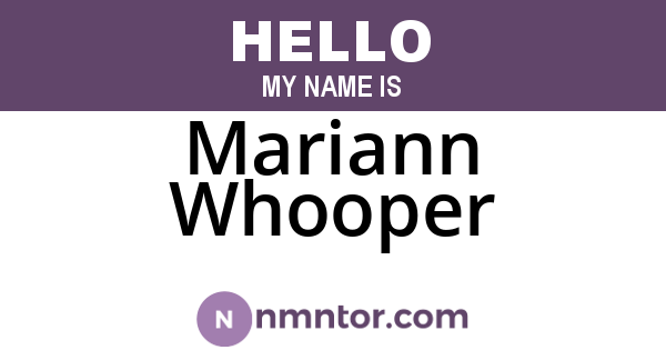 Mariann Whooper
