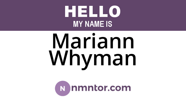 Mariann Whyman