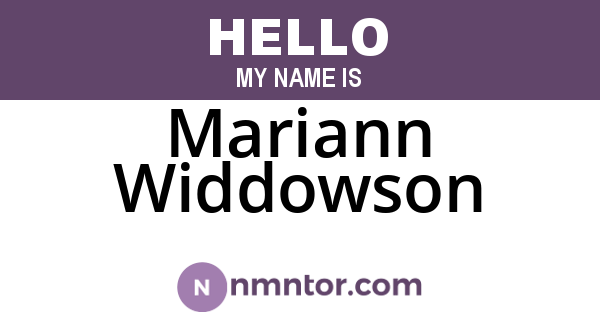Mariann Widdowson
