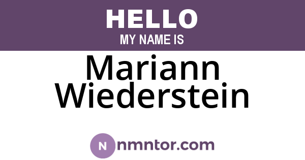 Mariann Wiederstein