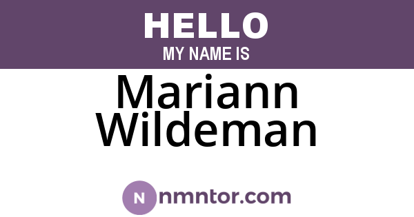 Mariann Wildeman
