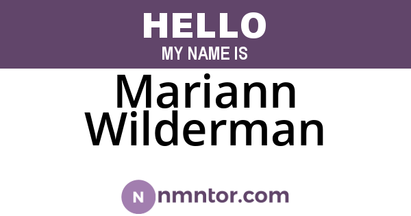Mariann Wilderman