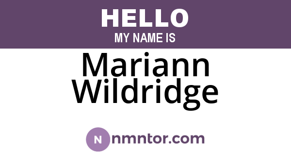 Mariann Wildridge