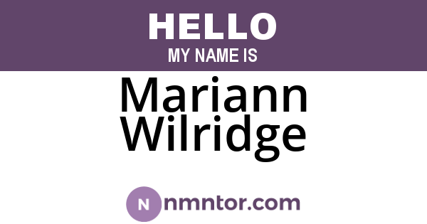 Mariann Wilridge