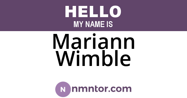 Mariann Wimble
