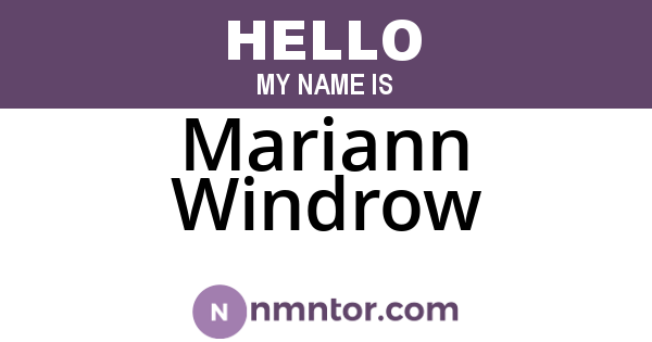 Mariann Windrow