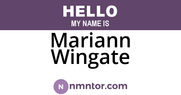 Mariann Wingate