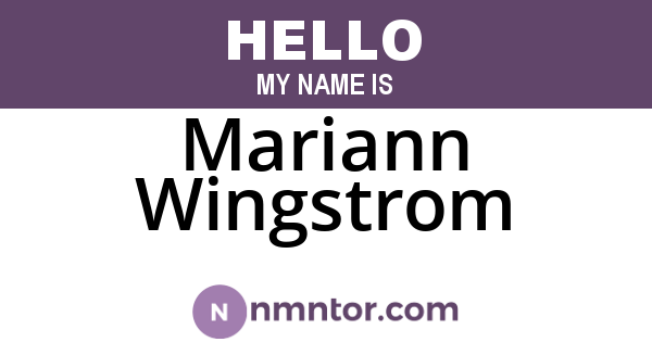 Mariann Wingstrom