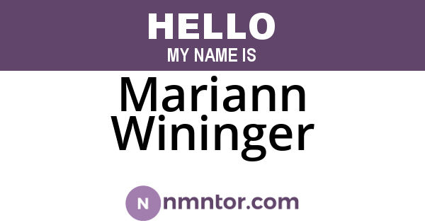 Mariann Wininger