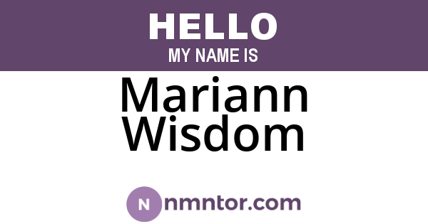 Mariann Wisdom