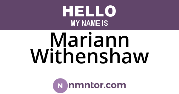 Mariann Withenshaw
