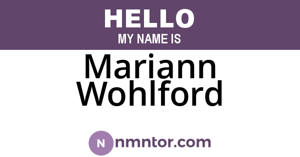 Mariann Wohlford