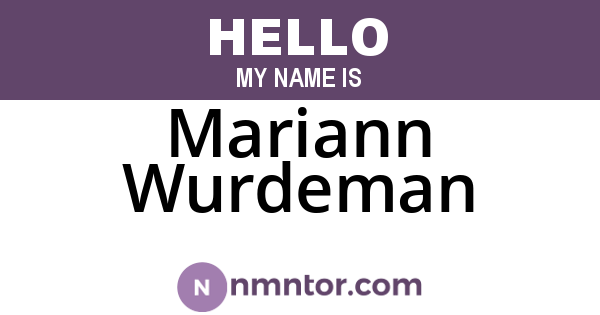 Mariann Wurdeman