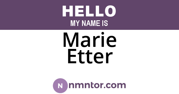 Marie Etter