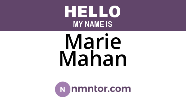 Marie Mahan