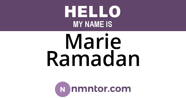 Marie Ramadan
