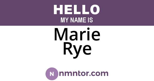 Marie Rye