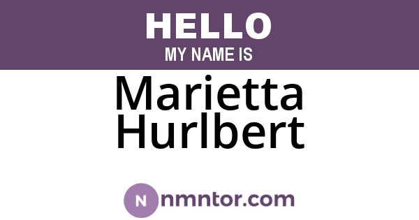 Marietta Hurlbert
